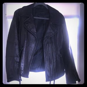 Tahari Moto Lamb Leather Jacket